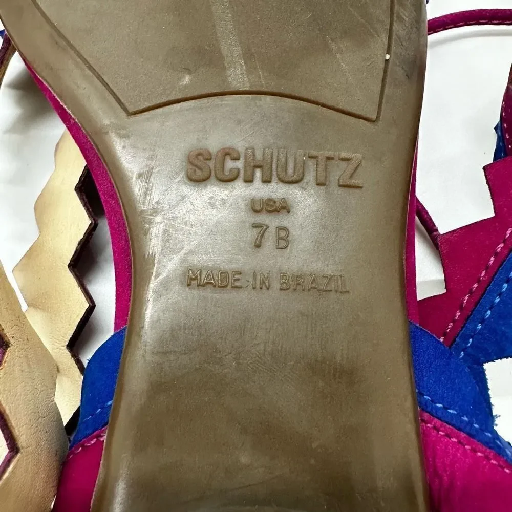 Schutz Leila Zig Zag Ankle Wrap Tassel Sandals